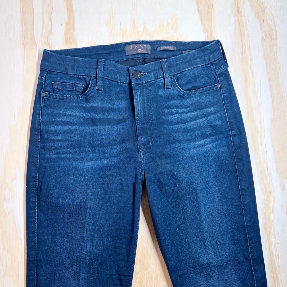JEN7 by 7 For All Mankind Slim Straight Jeans Blue Stretch Denim Size 6 - Picture 3 of 10
